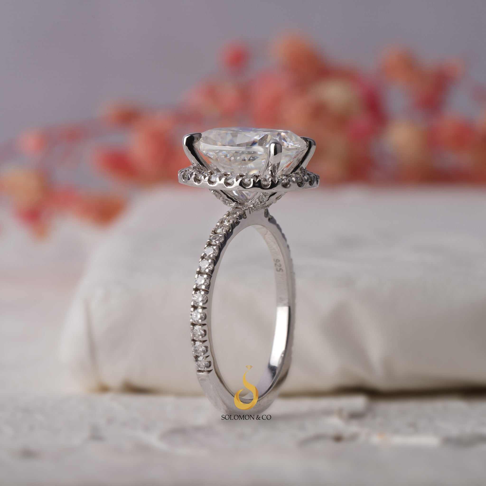 Timeless Elongated Cushion Halo Engagement Ring Nine 