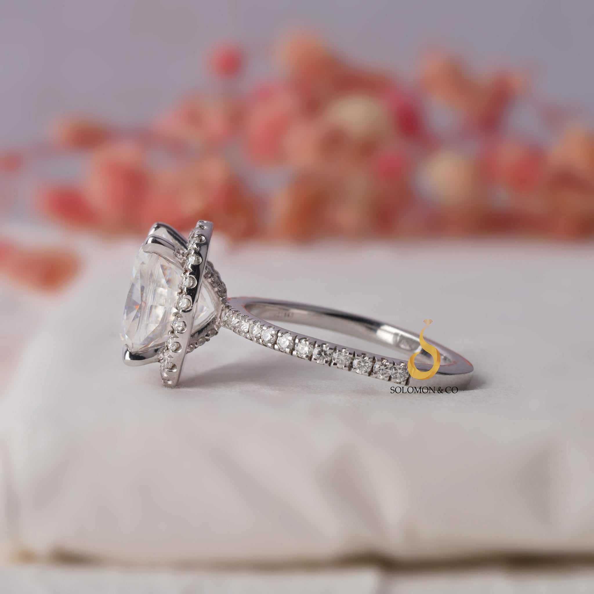 Timeless Elongated Cushion Halo Engagement Ring Third