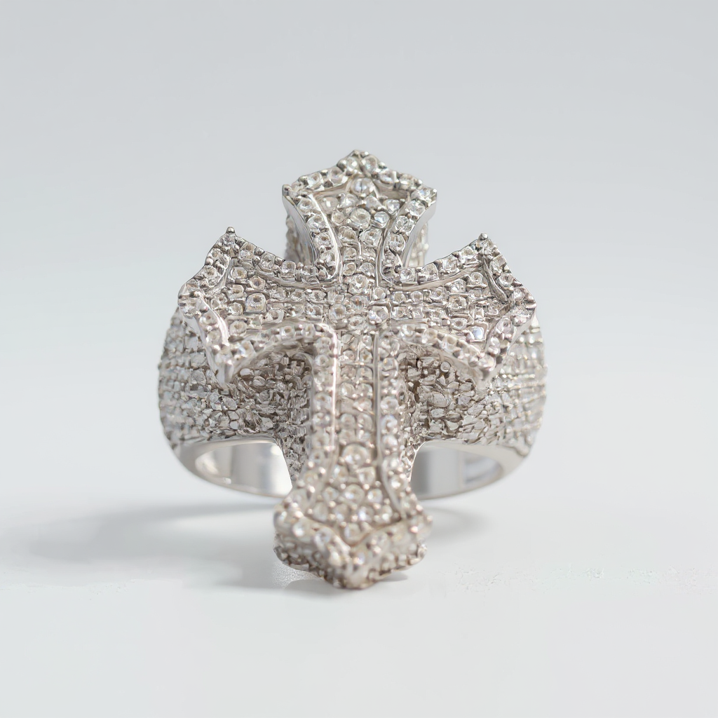 Men's 10K Gold 2.1 CTW Natural Diamond Gothic Cross Statement Ring