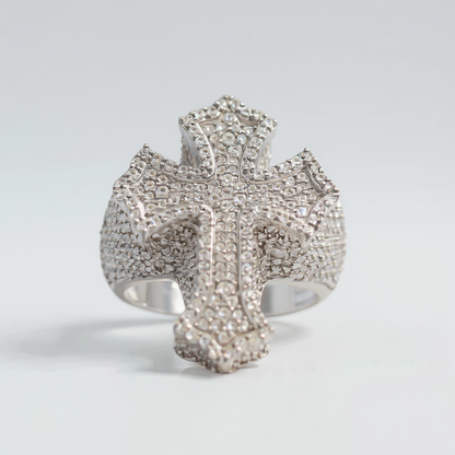 Men's 10K Gold 2.1 CTW Natural Diamond Gothic Cross Statement Ring