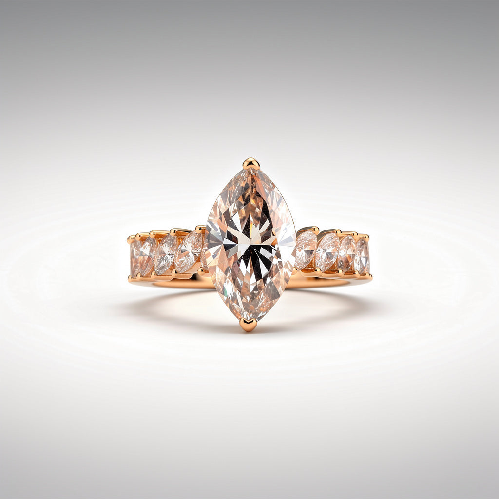 4.77 CTW Marquise Cut Lab Diamond Ring – 14K Gold
