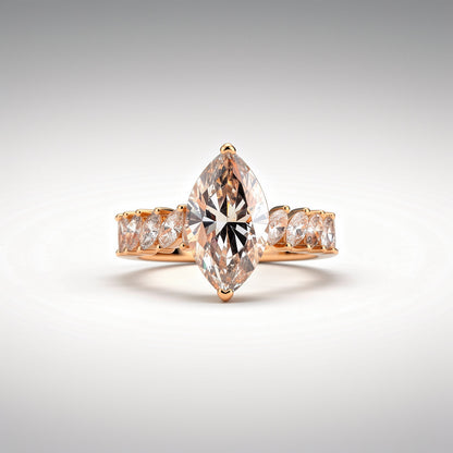 4.77 CTW Marquise Cut Lab Diamond Ring – 14K Gold
