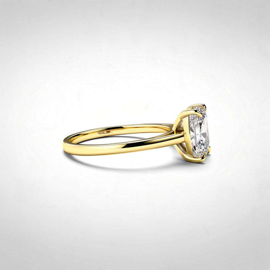 3.02 CTW Elongated Cushion Cut Lab Diamond Ring – 14K Gold