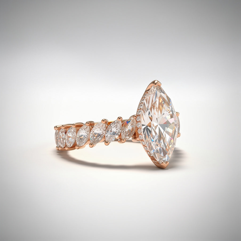 4.77 CTW Marquise Cut Lab Diamond Ring – 14K Gold