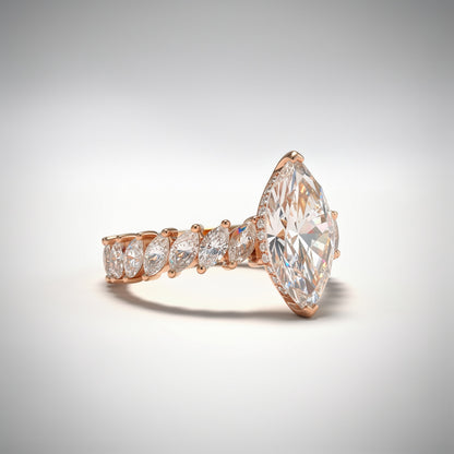 4.77 CTW Marquise Cut Lab Diamond Ring – 14K Gold