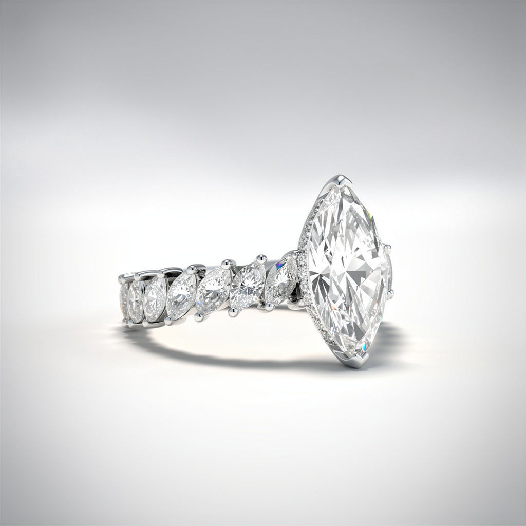 4.77 CTW Marquise Cut Lab Diamond Ring – 14K Gold