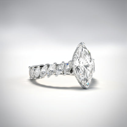 4.77 CTW Marquise Cut Lab Diamond Ring – 14K Gold