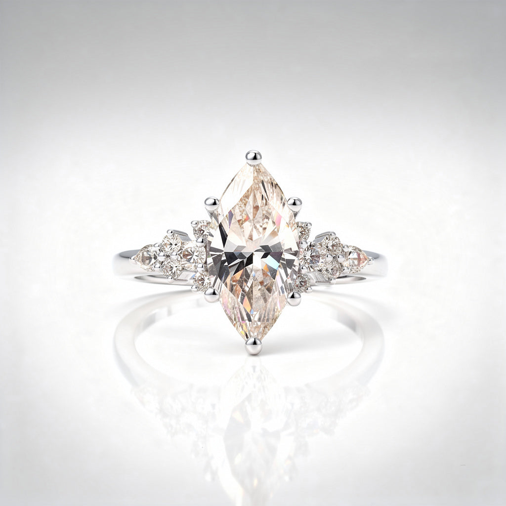 2.36 CTW Marquise Cut Lab Diamond Ring – 14K Gold