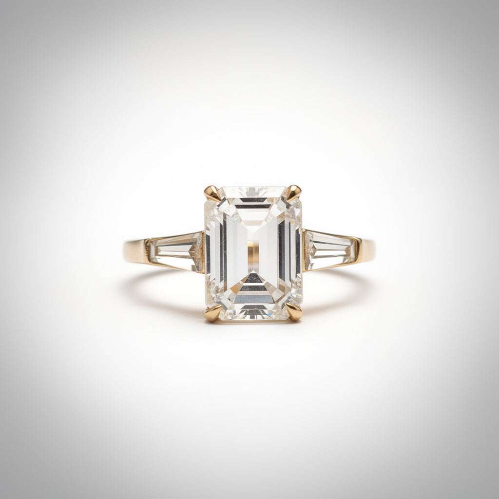 3.08 CTW Emerald Cut Lab Diamond Ring – 14K Gold
