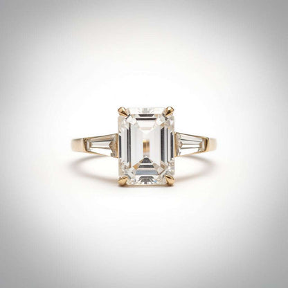 3.08 CTW Emerald Cut Lab Diamond Ring – 14K Gold