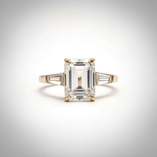 3.08 CTW Emerald Cut Lab Diamond Ring – 14K Gold