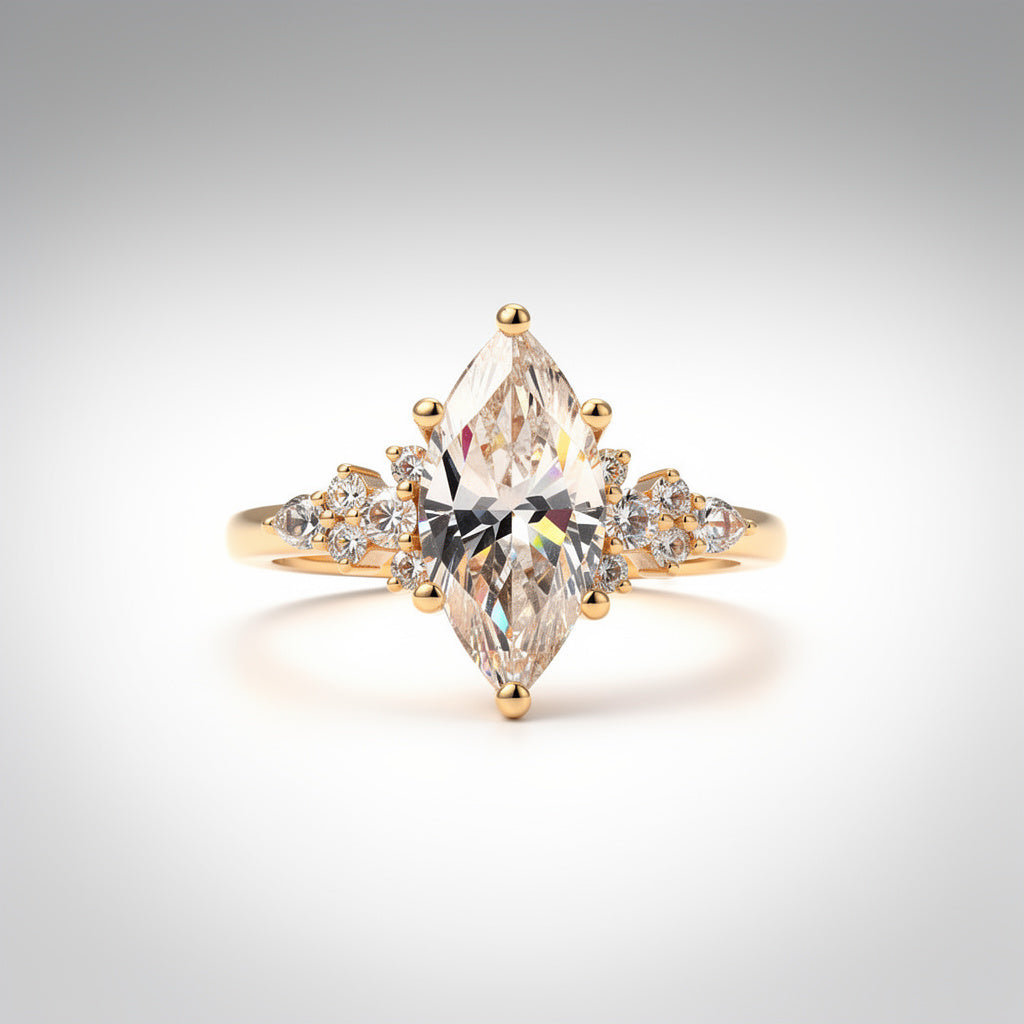 2.36 CTW Marquise Cut Lab Diamond Ring – 14K Gold