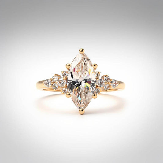 2.36 CTW Marquise Cut Lab Diamond Ring – 14K Gold