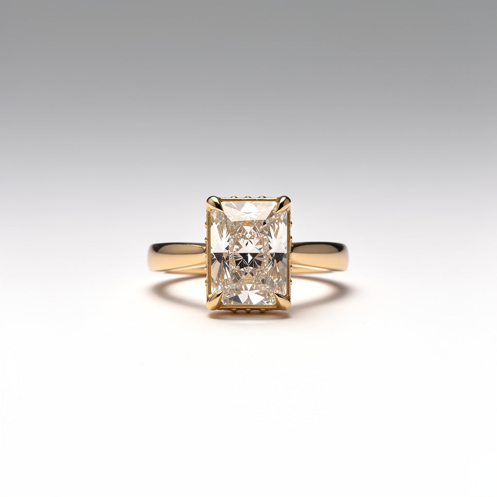 3.09 CTW Radiant Cut Lab Diamond Ring – 14K Gold