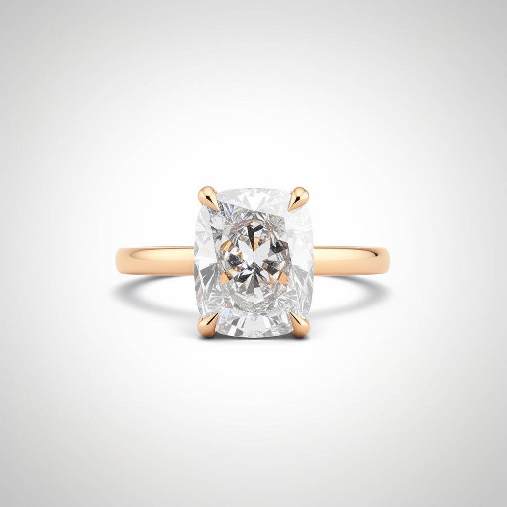 3.02 CTW Elongated Cushion Cut Lab Diamond Ring – 14K Gold