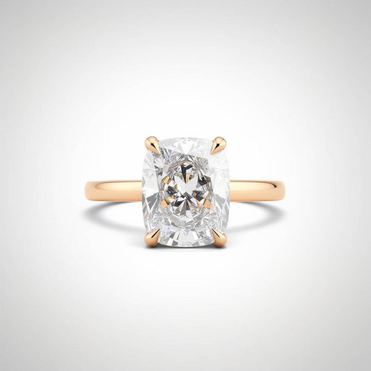 3.02 CTW Elongated Cushion Cut Lab Diamond Ring – 14K Gold