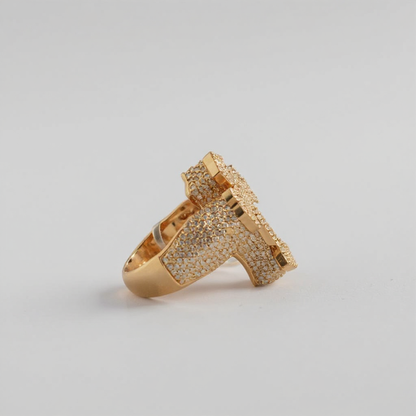 Men's 10K Gold 2.1 CTW Natural Diamond Gothic Cross Statement Ring