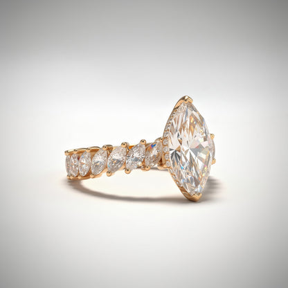 4.77 CTW Marquise Cut Lab Diamond Ring – 14K Gold