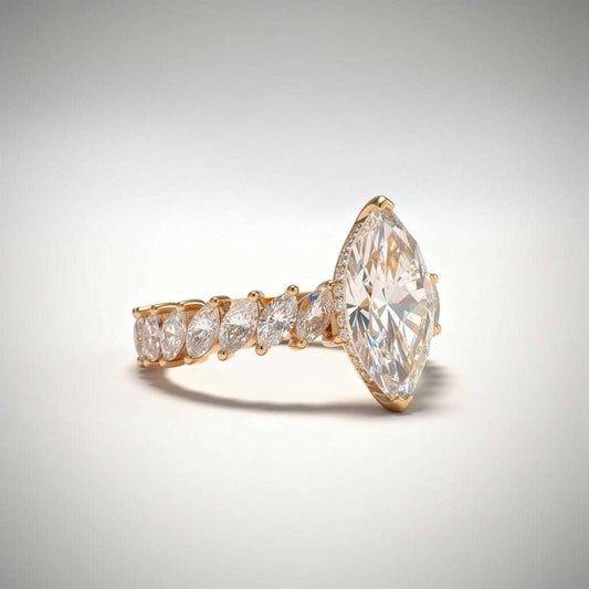 4.77 CTW Marquise Cut Lab Diamond Ring – 14K Gold