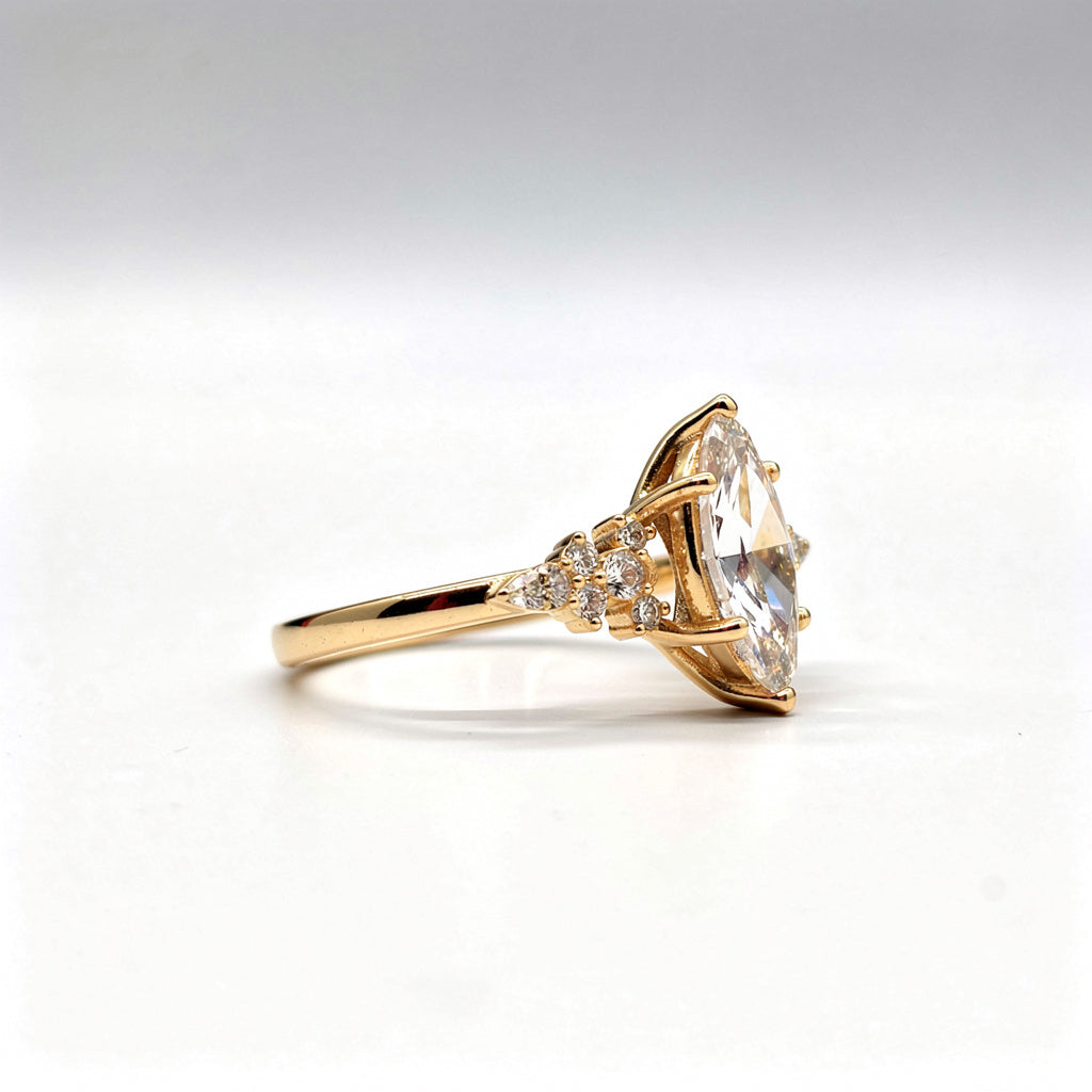 2.36 CTW Marquise Cut Lab Diamond Ring – 14K Gold