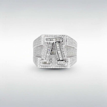 Men's 10K Gold 2.1 CTW Natural Diamond Baguette Initial Signet Ring
