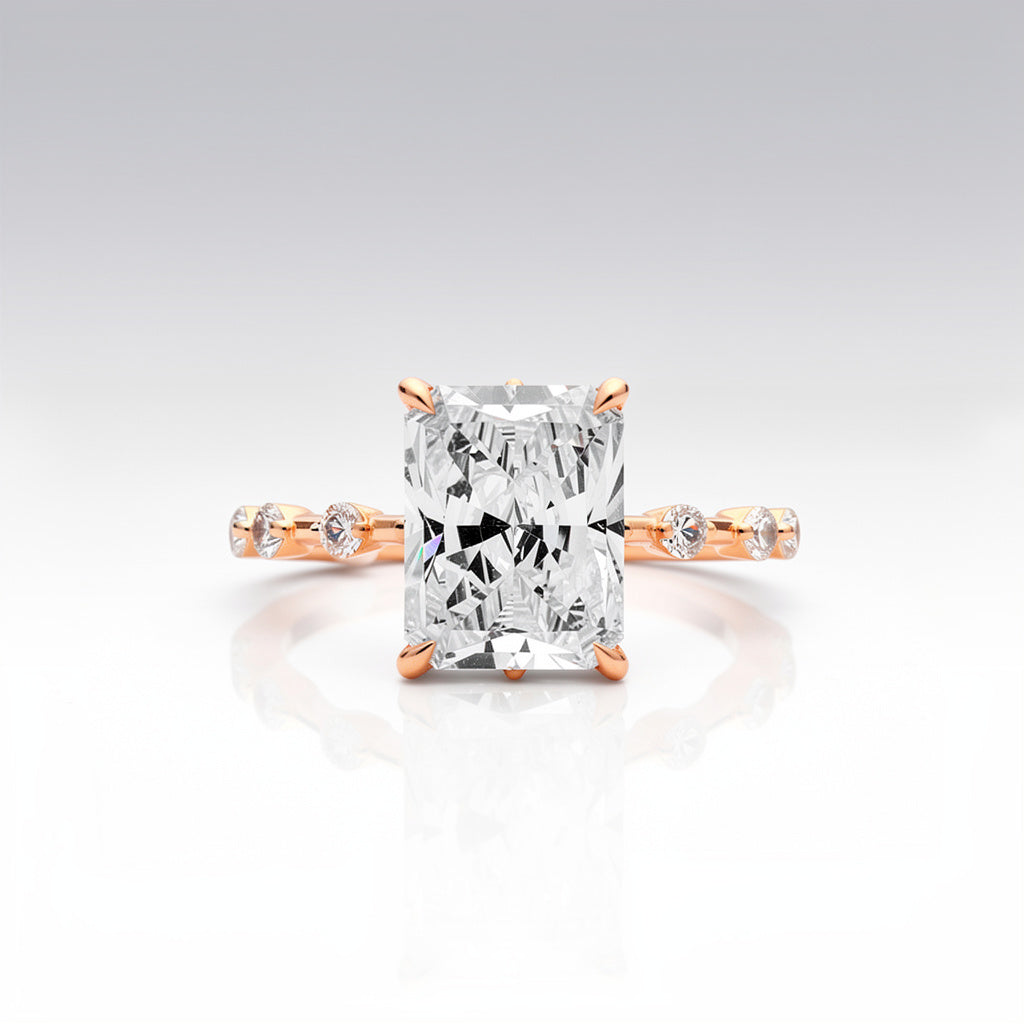 3.52 CTW Radiant Cut Lab Diamond Ring – 14K Gold