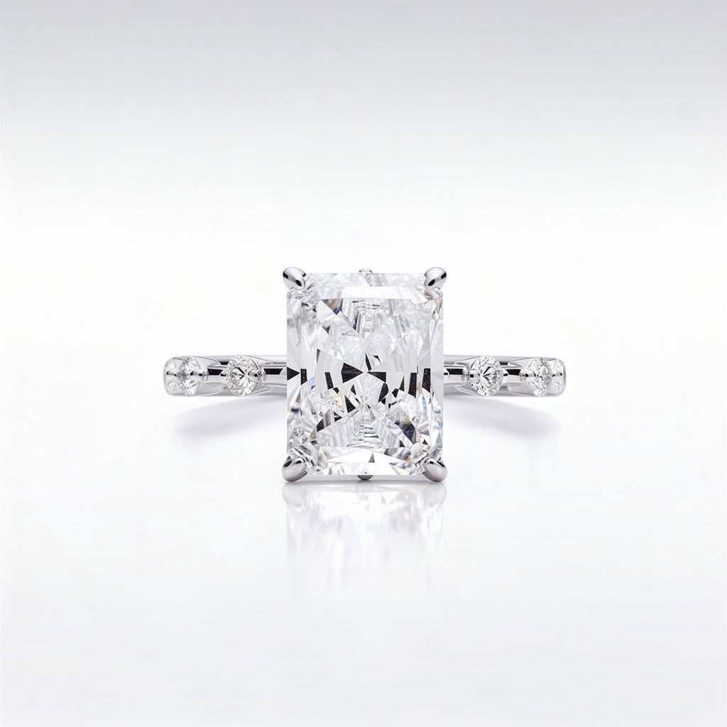 3.52 CTW Radiant Cut Lab Diamond Ring – 14K Gold