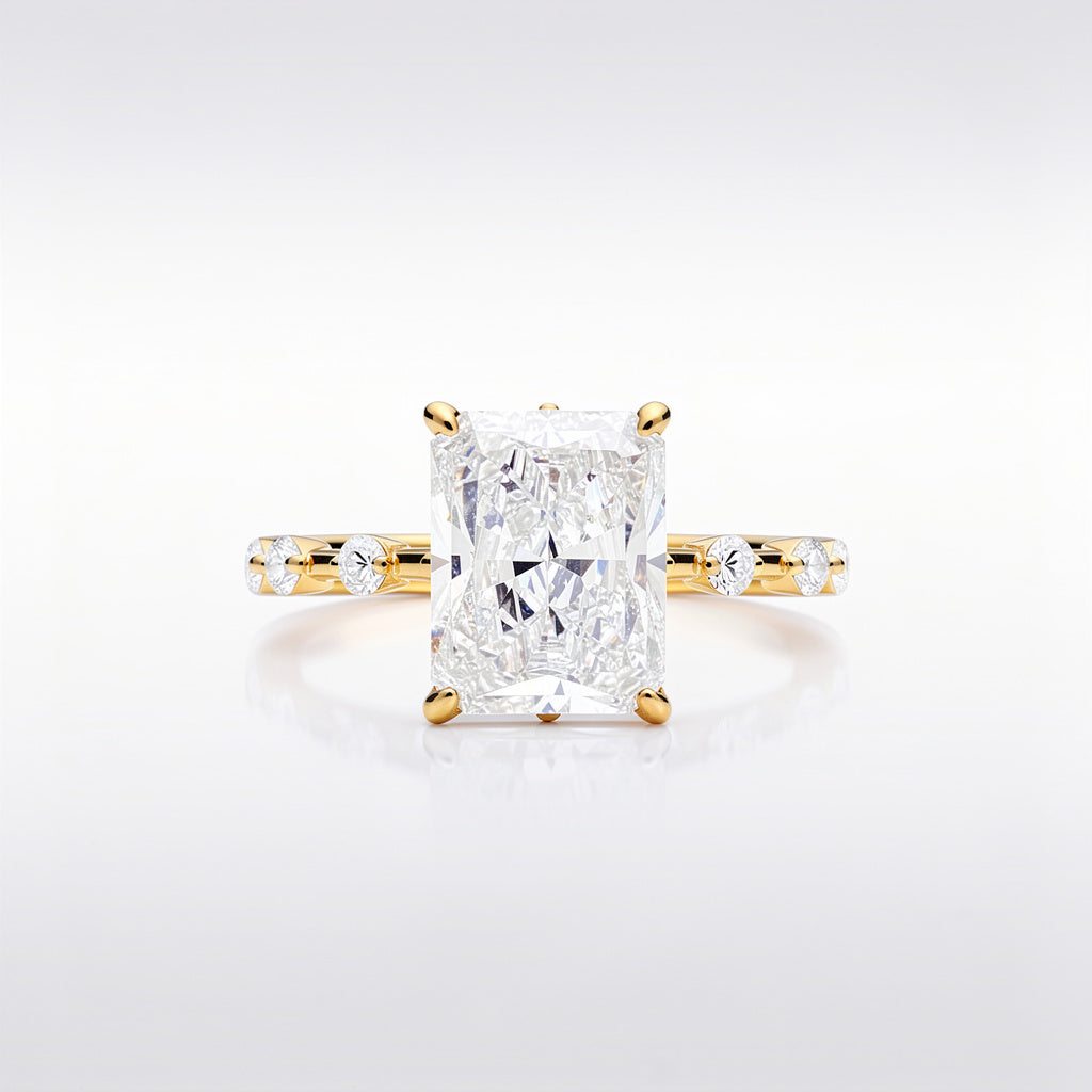 3.52 CTW Radiant Cut Lab Diamond Ring – 14K Gold