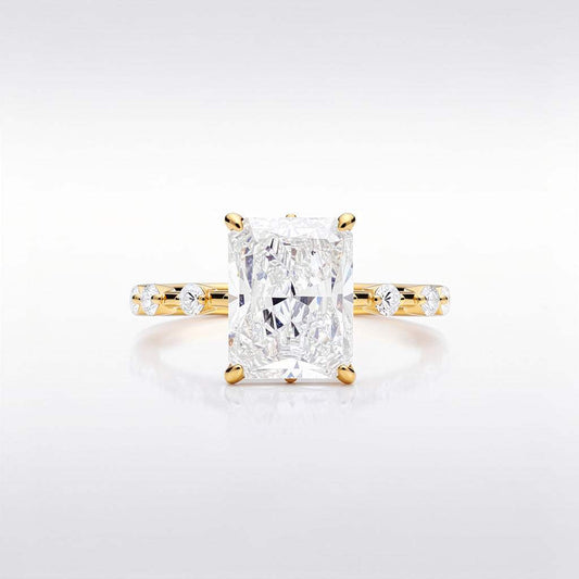 3.52 CTW Radiant Cut Lab Diamond Ring – 14K Gold