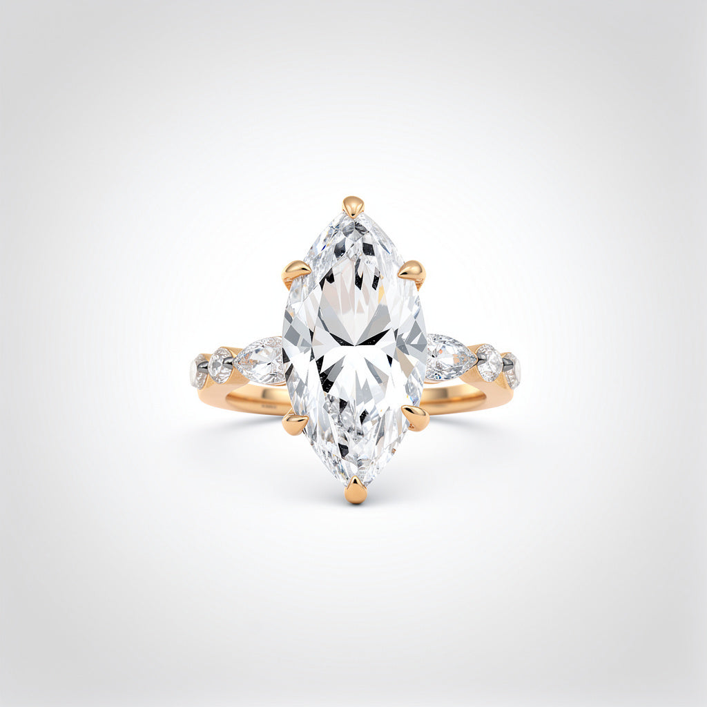 6.18 CTW Marquise Cut Lab Diamond Ring – 14K Gold
