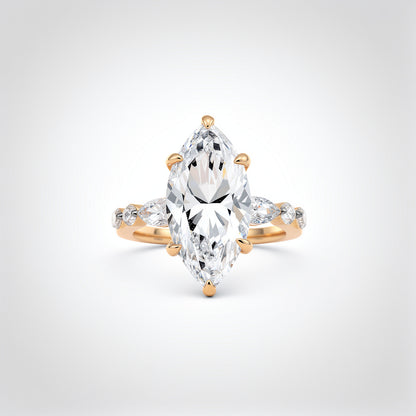6.18 CTW Marquise Cut Lab Diamond Ring – 14K Gold