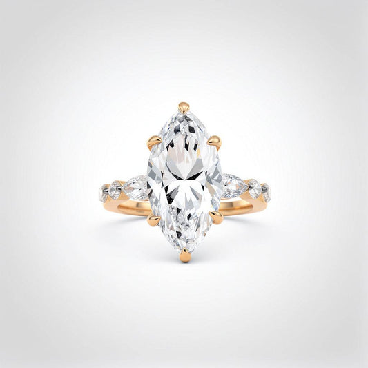 6.18 CTW Marquise Cut Lab Diamond Ring – 14K Gold