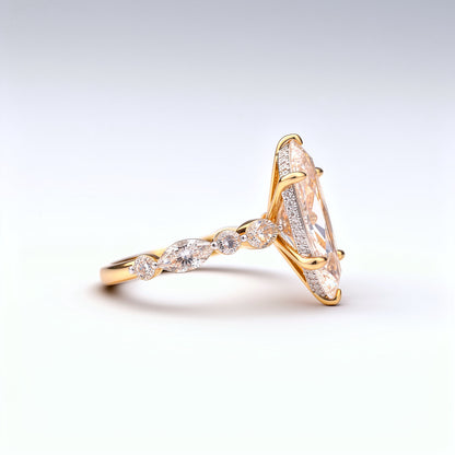 6.18 CTW Marquise Cut Lab Diamond Ring – 14K Gold
