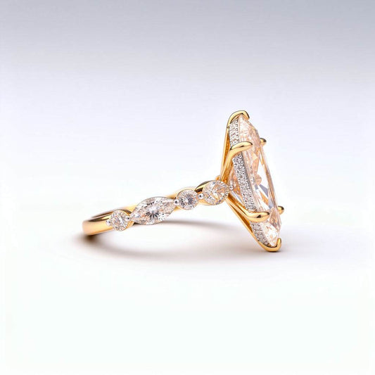 6.18 CTW Marquise Cut Lab Diamond Ring – 14K Gold