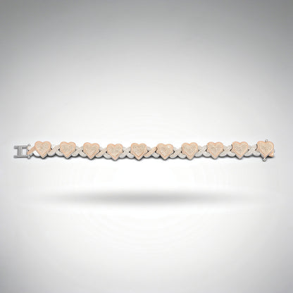 Pavé Diamond Heart-Link Bracelet | 10K Gold