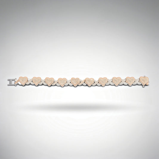 Pavé Diamond Heart-Link Bracelet | 10K Gold