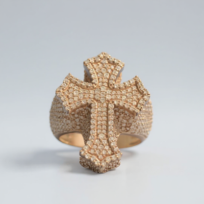 Men's 10K Gold 2.1 CTW Natural Diamond Gothic Cross Statement Ring