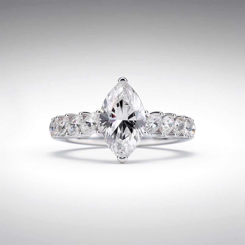 4.77 CTW Marquise Cut Lab Diamond Ring – 14K Gold