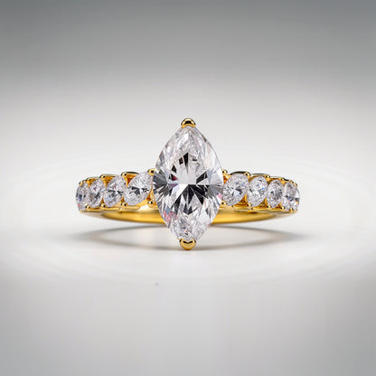 4.77 CTW Marquise Cut Lab Diamond Ring – 14K Gold