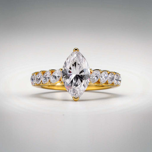 4.77 CTW Marquise Cut Lab Diamond Ring – 14K Gold
