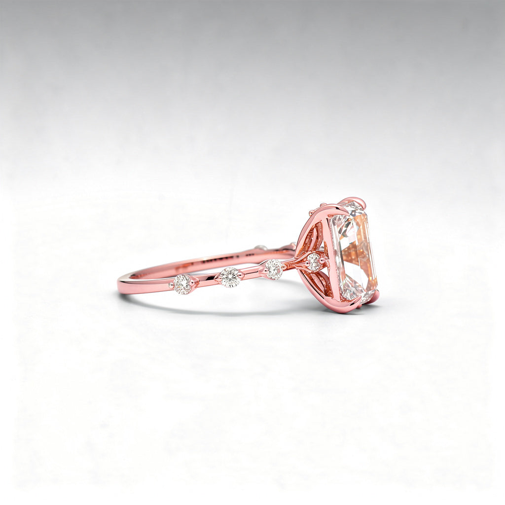 3.52 CTW Radiant Cut Lab Diamond Ring – 14K Gold