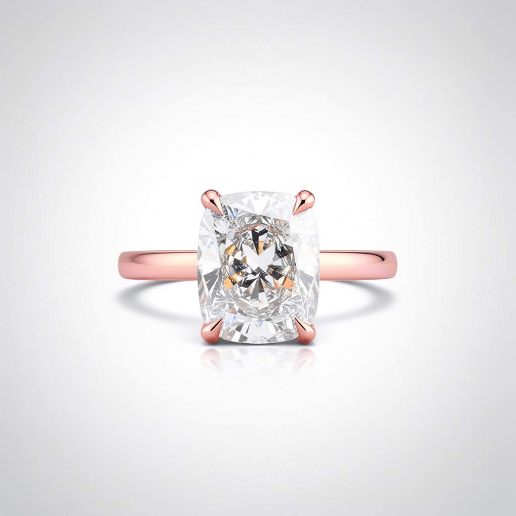 3.02 CTW Elongated Cushion Cut Lab Diamond Ring – 14K Gold