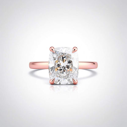 3.02 CTW Elongated Cushion Cut Lab Diamond Ring – 14K Gold