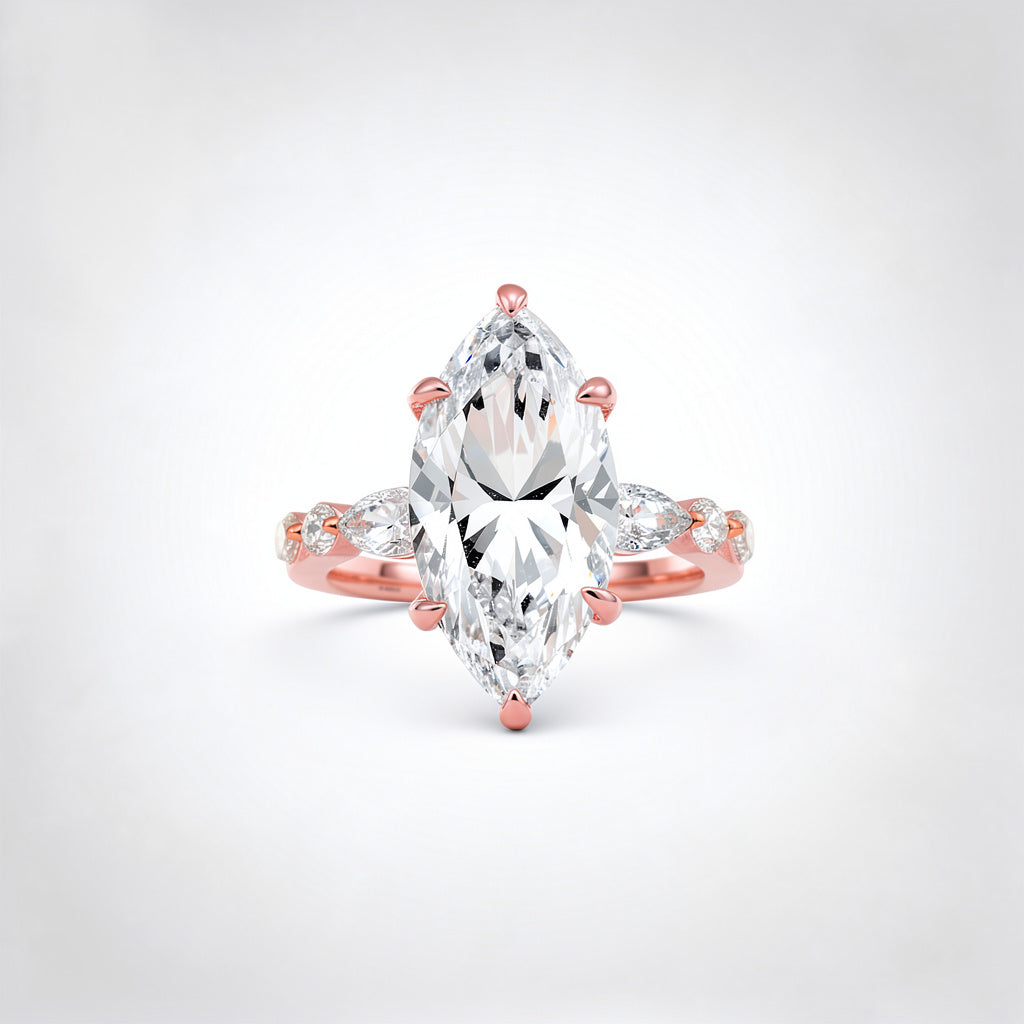 6.18 CTW Marquise Cut Lab Diamond Ring – 14K Gold