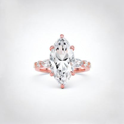 6.18 CTW Marquise Cut Lab Diamond Ring – 14K Gold