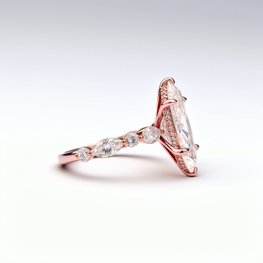 6.18 CTW Marquise Cut Lab Diamond Ring – 14K Gold