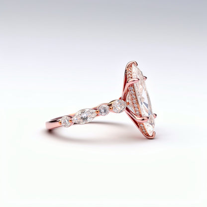 6.18 CTW Marquise Cut Lab Diamond Ring – 14K Gold