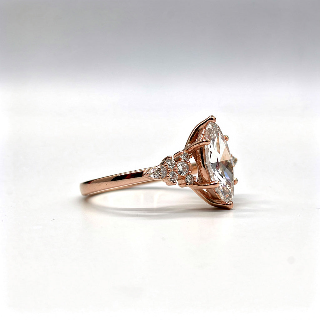 2.36 CTW Marquise Cut Lab Diamond Ring – 14K Gold