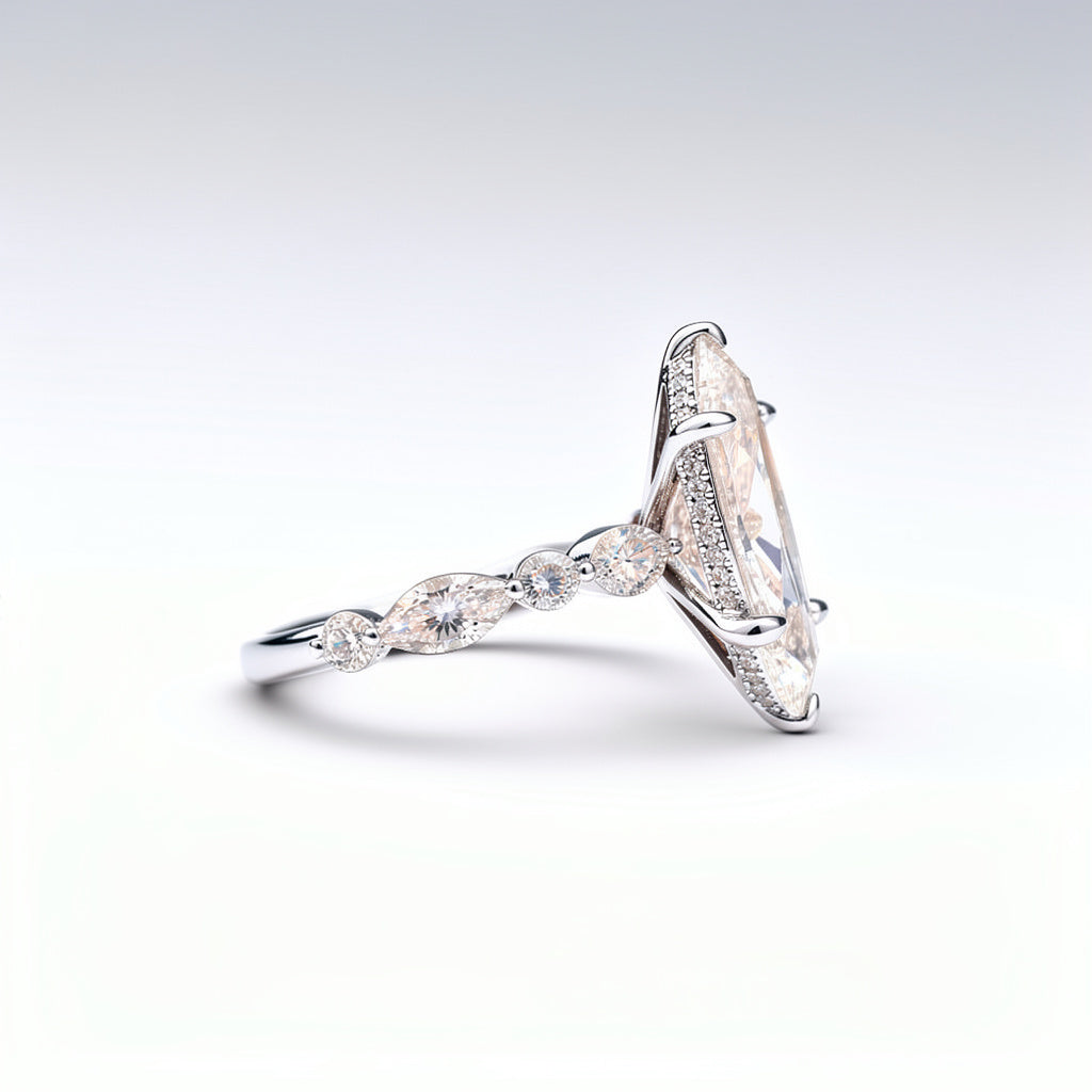 6.18 CTW Marquise Cut Lab Diamond Ring – 14K Gold