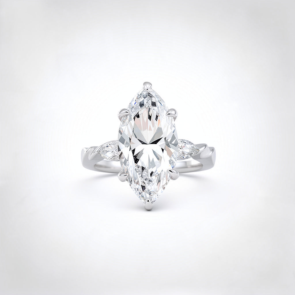 6.18 CTW Marquise Cut Lab Diamond Ring – 14K Gold